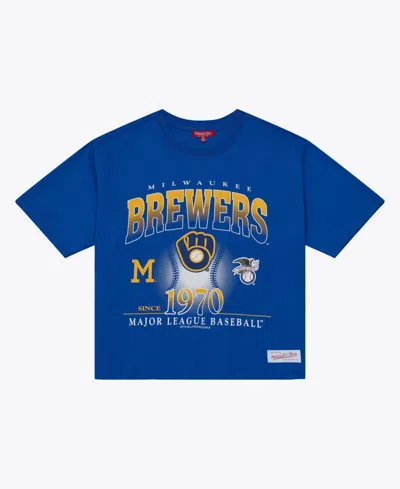 Mitchell & Ness Women's Milwaukee Brewers Cooperstown Graphic T-shirt In Blue