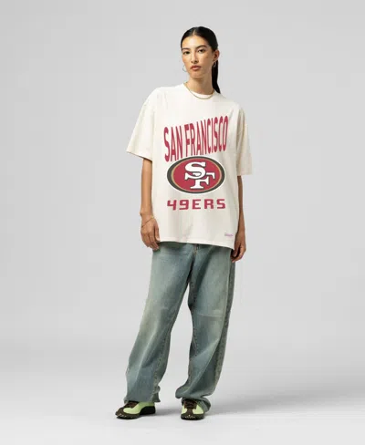 Mitchell & Ness Women's  Cream San Francisco 49ers Logo Rise Boyfriend T-shirt In Multi