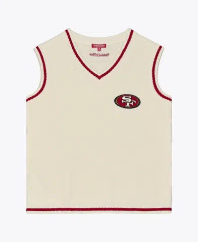 Mitchell & Ness Women's  Cream San Francisco 49ers Retro Roots V-neck Sweater Vest In Neutral