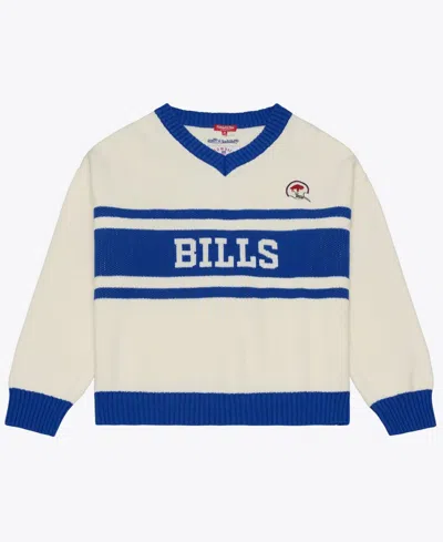 Mitchell & Ness Women's  Cream/royal Buffalo Bills Retro Roots V-neck Sweater In Multi