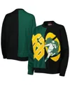 Mitchell & Ness Women's  Green, Black Green Bay Packers Big Face Pullover Sweatshirt In Green,black