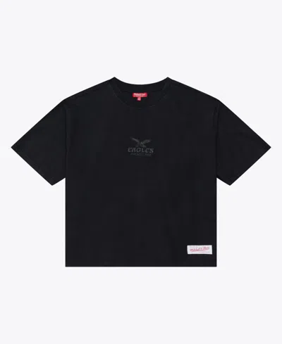 Mitchell & Ness Women's Mitchell Ness Black Philadelphia Eagles Core Essentials Micro Logo Boxy Crop T-shirt