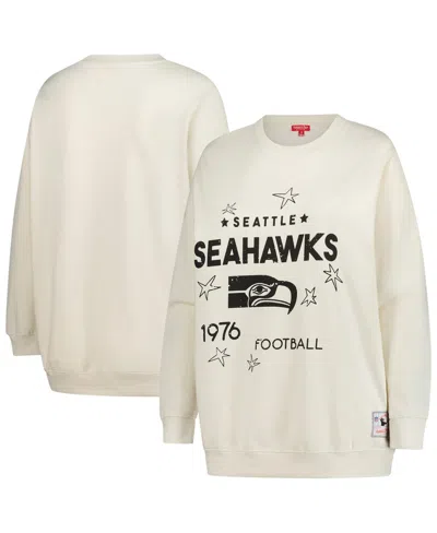 Mitchell & Ness Women's Mitchell Ness Cream Seattle Seahawks Plus Size Shooting Star Sweatshirt In Neutral