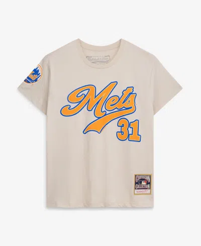 Mitchell & Ness Women's Mitchell Ness Mike Piazza Cream New York Mets Cooperstown Name & Number Throwback T-shirt In Neutral