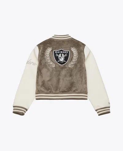 Mitchell & Ness Women's Mitchell Ness Tan Oakland Raiders Full-snap Varsity Jacket In White