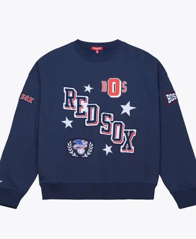 Mitchell & Ness Women's Navy Boston Red Sox Pep Rally Sweatshirt In Blue