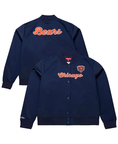 Mitchell & Ness Women's Navy Chicago Bears Full-snap Satin Jacket In Blue