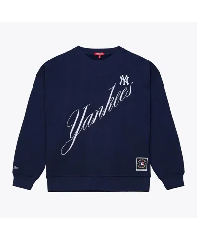 Mitchell & Ness Women's Navy New York Yankees Script Sweatshirt In Blue