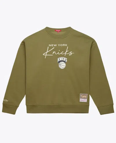 Mitchell & Ness Kids' Women's Olive New York Knicks Lightweight Script Sweatshirt In Green