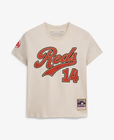Mitchell & Ness Women's Pete Rose Cincinnati Reds Cooperstown Throwback T-shirt In Neutral