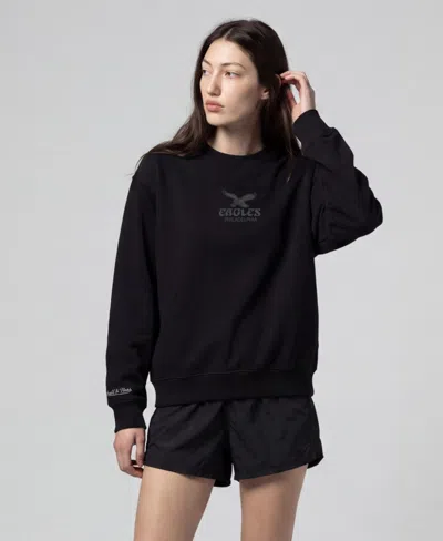 Mitchell & Ness Women's Philadelphia Eagles Core Essentials Fleece Graphic Crewneck Sweatshirt In Black
