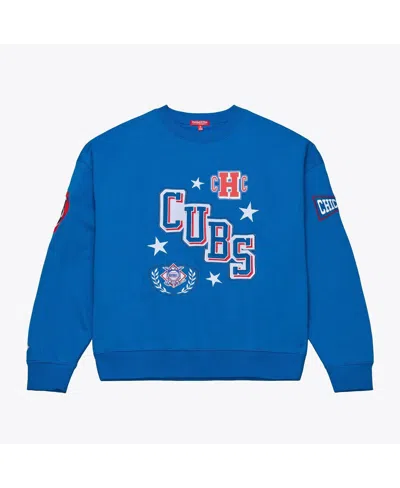 Mitchell & Ness Women's Royal Chicago Cubs Pep Rally Sweatshirt In Blue