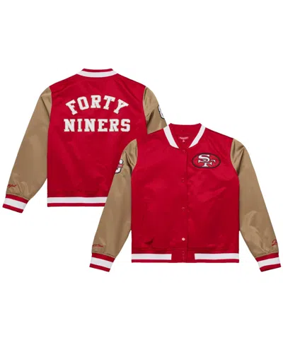 Mitchell & Ness Women's Scarlet/gold San Francisco 49ers 80th Anniversary Satin Full-snap Jacket In Red