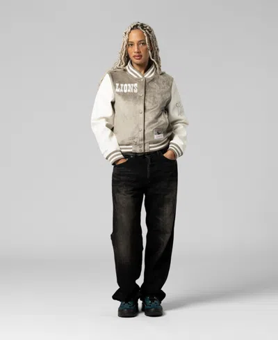 Mitchell & Ness Women's Tan Detroit Lions Full-snap Varsity Jacket