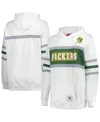 Mitchell & Ness White Green Bay Packers Plus Size Head Coach Throwback Pullover Hoodie In White