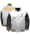 Mitchell & Ness Women's White Pittsburgh Steelers Plus Size Full-snap Satin Jacket In White
