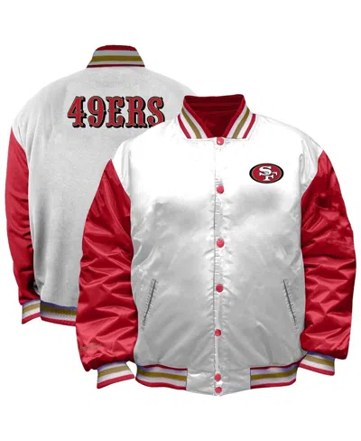 Mitchell & Ness Women's White San Francisco 49ers Plus Size Full-snap Satin Jacket
