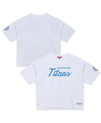 Mitchell & Ness Women's White Tennessee Titans Head Coach Cropped T-shirt