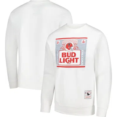 Mitchell & Ness X Bud Light White Atlanta Falcons The Crest Pullover Sweatshirt
