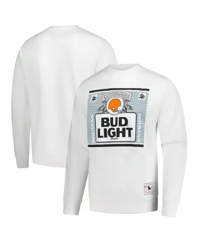 Mitchell & Ness X Bud Men's Light White Cleveland Browns The Crest Pullover Sweatshirt