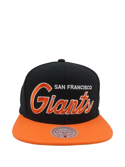 Mitchell & Ness X Giants Embroidered-script Baseball Cap In Black