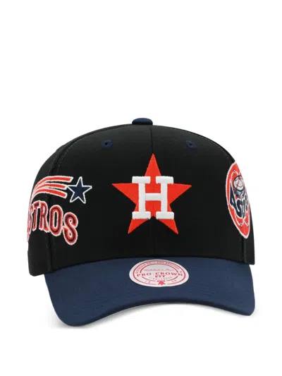 Mitchell & Ness X Mbl Astros Cooperstown Embroidered Snapback Cap In Black