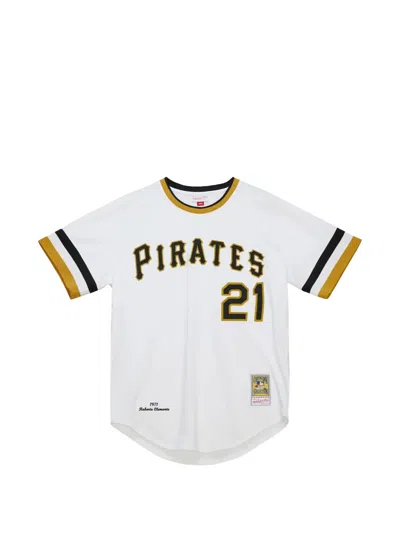 Mitchell & Ness X Mlb 1971 Pittsburgh Pirates Roberto Clemente Home Jersey T-shirt In White