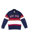 Mitchell & Ness X Mlb Boston Red Sox Striped Zip-up Sweatshirt In Blue