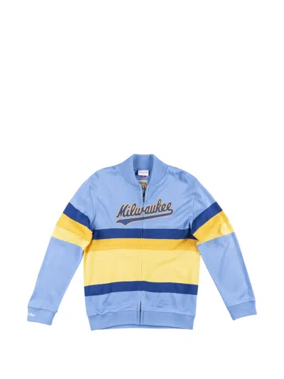 Mitchell & Ness X Mlb Milwaukee Brewer Full-zip Sweatshirt In Blue