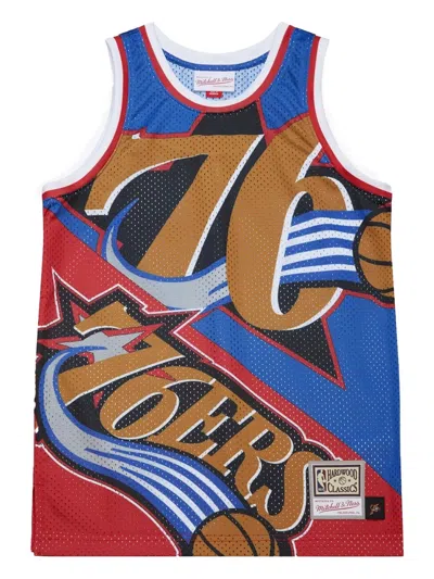 Mitchell & Ness X Nba Big Face Fashion Tank 5.0 Philadelphia 76ers Tank Top In Blue