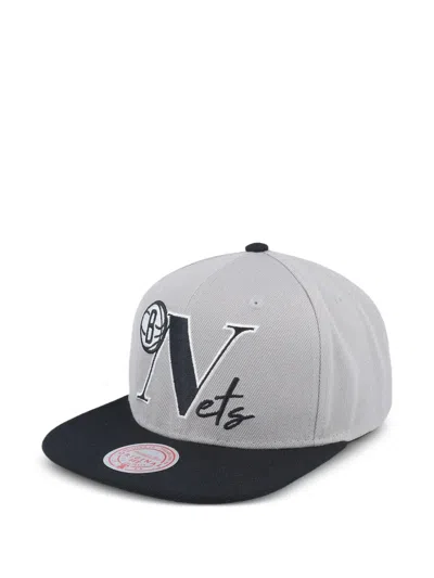 Mitchell & Ness X Nba Brooklyn Nets Top Letter Cap In Gray
