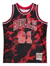 Mitchell & Ness X Nba Chicago Bulls 1997 Dennis Rodman Team Marble Swingman Tank Top In Black
