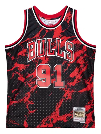 Mitchell & Ness X Nba Chicago Bulls 1997 Dennis Rodman Team Marble Swingman Tank Top In Black