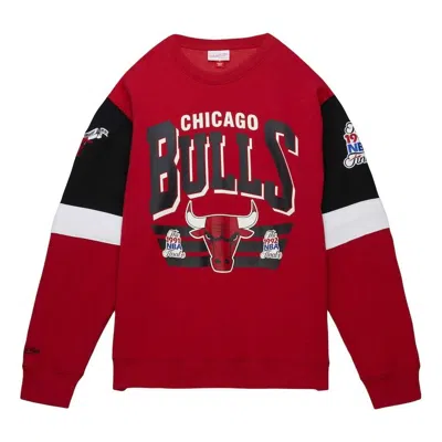 MITCHELL & NESS MITCHELL & NESS X NBA CHICAGO BULLS ALL OVER CREW SWEATSHIRT 'RED BLACK'