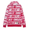 Mitchell & Ness X Nba Chicago Bulls All Over Print Hoodie 'red White'