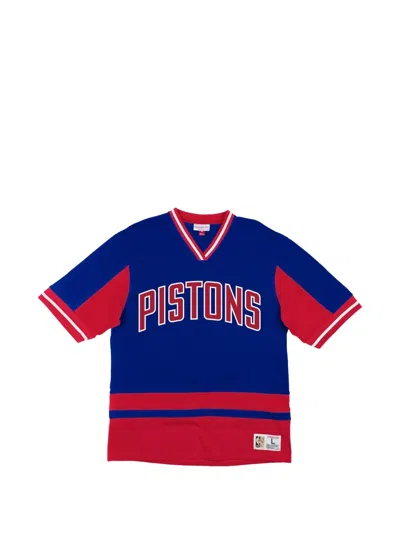 Mitchell & Ness X Nba Detroit Pistons V-neck T-shirt In Blue