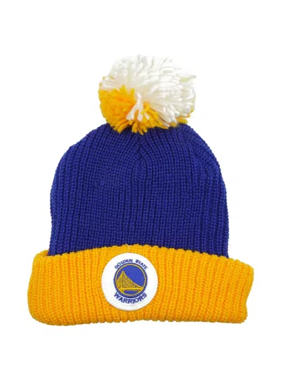 Mitchell & Ness X Nba Golden State Warriors Pom-pom Beanie Hat In Blue