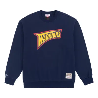 Mitchell & Ness X Nba Golden State Warriors Sweatshirt 'navy Yellow' In Blue
