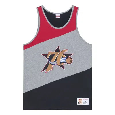 Mitchell & Ness X Nba Hwc Colorblocked Cotton Tank 'philadelphia 76ers' In Black