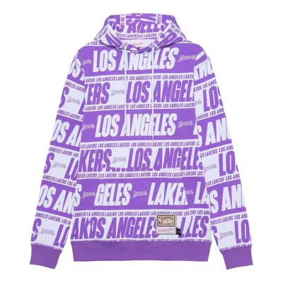 MITCHELL & NESS MITCHELL & NESS X NBA LA LAKERS ALL OVER PRINT HOODIE 'PURPLE WHITE'