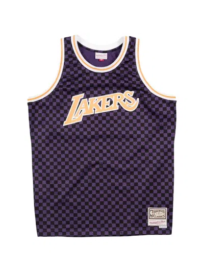 Mitchell & Ness X Nba Los Angeles Lakers Checked Swingman Top In Purple