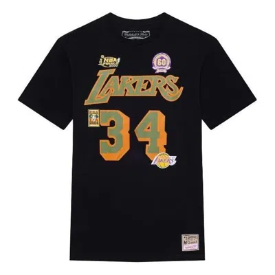 Mitchell & Ness X Nba Los Angeles Lakers Script T-shirt 'shaquille O'neal 34' In Black