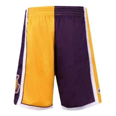 Mitchell & Ness X Nba Los Angeles Lakers Split Swingman Shorts 'yellow Purple' In Multi