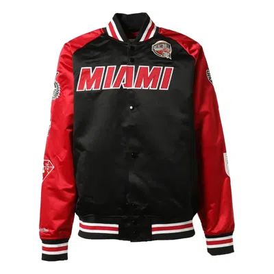 Mitchell & Ness X Nba Miami Heat Hof Satin Jacket 'dwyane Wade 3' In Red