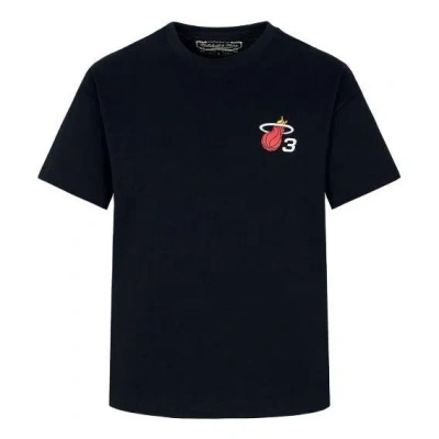 Mitchell & Ness X Nba Miami Heat Logo T-shirt 'dwyane Wade 3' In Black