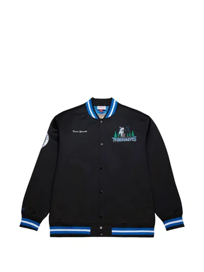 Mitchell & Ness X Nba Minnesota Timberwolves Kevin Garnett Bomber Jacket In Black