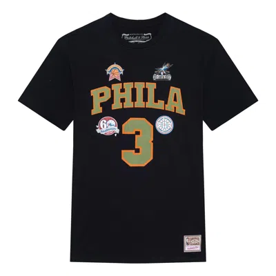 Mitchell & Ness X Nba Philadelphia 76ers Script T-shirt 'allen Iverson 3' In Black