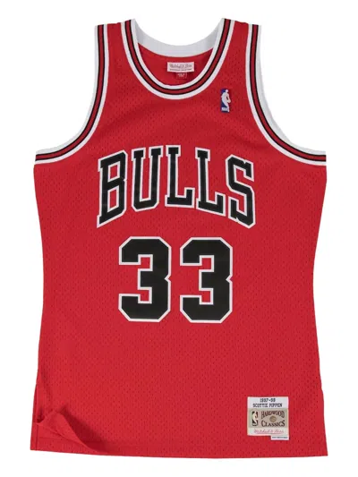 Mitchell & Ness X Nba Swingman Road Jersey Bulls Tank Top In Red