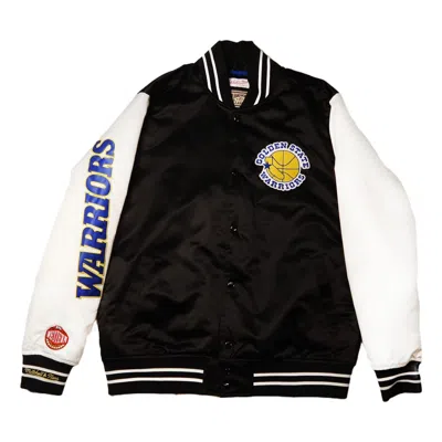 Mitchell & Ness X Nba Team Origins Varsity Satin Jacket 'golden State Warriors' In Black