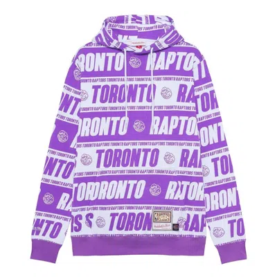 Mitchell & Ness X Nba Toronto Raptors All Over Print Hoodie 'purple White'
